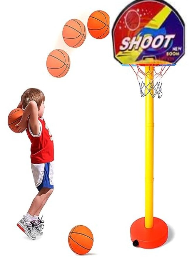 BRAVIADECOR Bravia Basketball for Kids - Basketballs with Net and Adjustable Stand, Basketballs Toys, Indoor and Outdoor Games for Boys & Kids (Multicolor)- 9 - Image 1